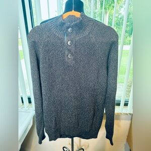 Weatherproof Vintage 1/4 Button Cable Knit Sweater Gray/brown XL 100 Cotton Med